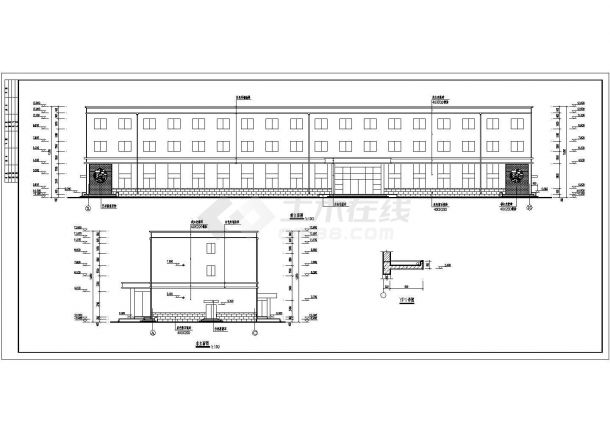 某地3层框架结构食堂宿舍楼建筑施工图-图一