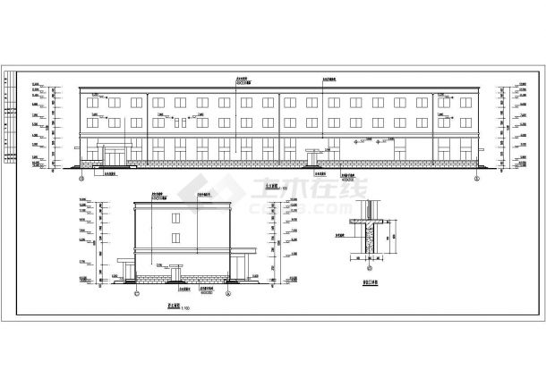 某地3层框架结构食堂宿舍楼建筑施工图-图二
