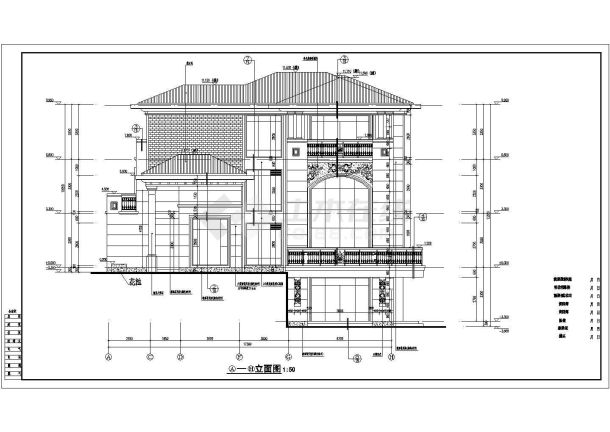 某小区三层高档别墅建筑设计施工图-图一