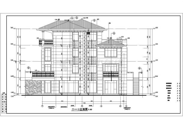 某小区三层高档别墅建筑设计施工图-图二