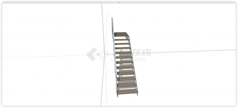 白色钢结构扶手直下楼梯su模型-图一