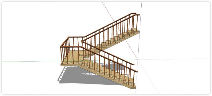 浅色条状花纹实木踏板楼梯su模型_图1
