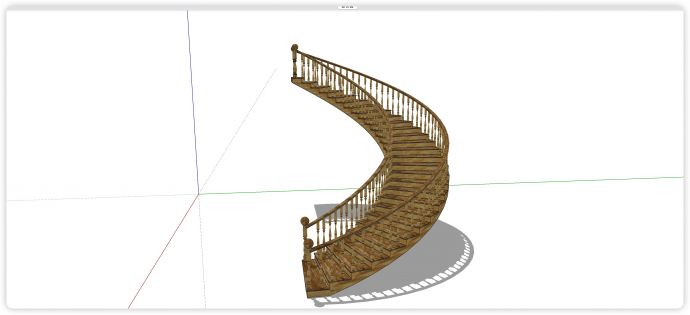 斑斓实木踏板旋转楼梯su模型_图1