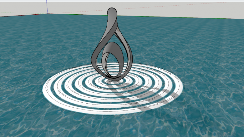 大海圆形圈状雕塑小品su模型-图二