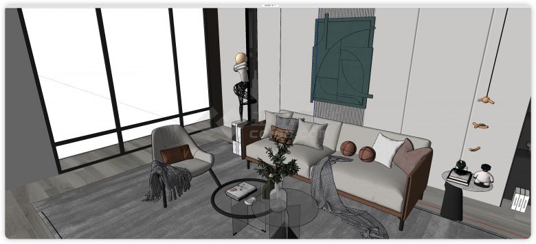 欧式复古沙发客厅家具su模型-图二
