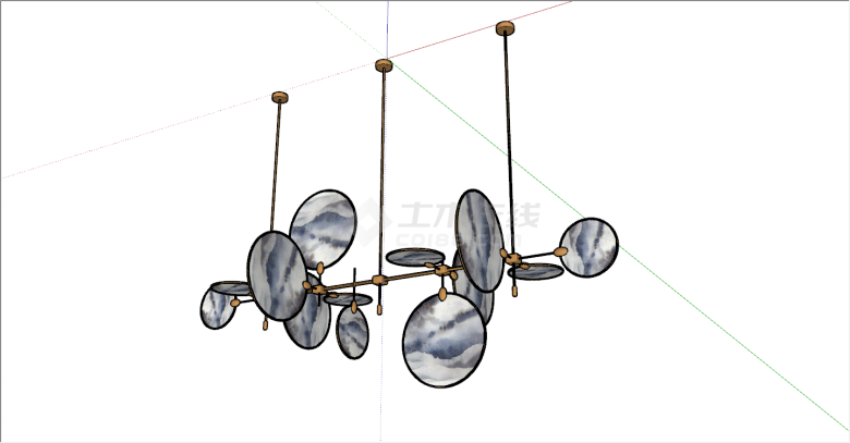 简约独特新中式吊灯su模型-图二