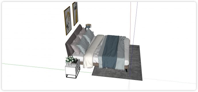 奢华高级双人床组合床su模型_图1