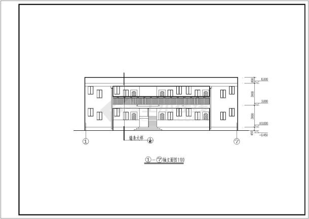 某学校二层砖混结构宿舍楼建筑设计施工图-图一