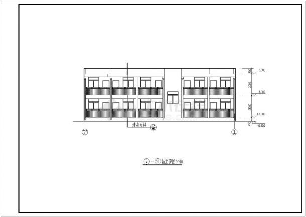 某学校二层砖混结构宿舍楼建筑设计施工图-图二