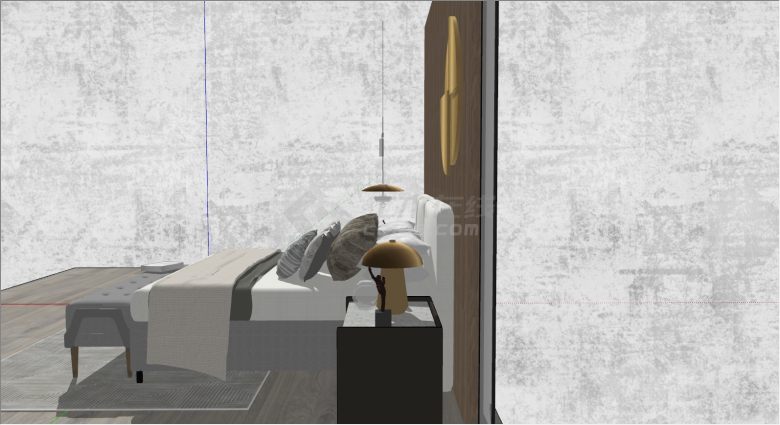 花瓶座椅艺术摆件中式床su模型-图二