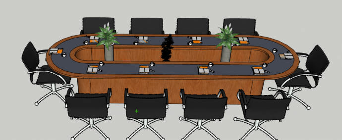 现代椭圆形领导会议桌的SU模型_图1
