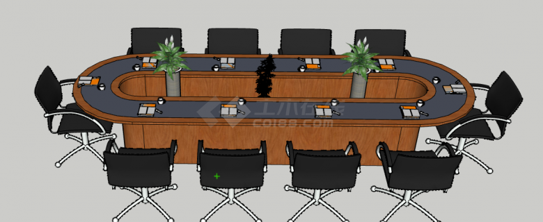 现代椭圆形领导会议桌的SU模型-图一