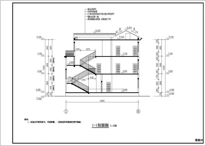 某地区三层框架结构别墅建筑设计图_图1