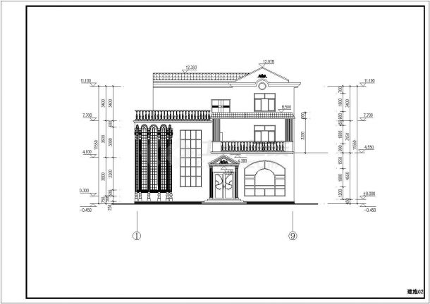 某地区三层框架结构别墅建筑设计图-图二