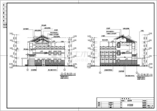 某地明珠花园三层框架结构别墅建筑施工图-图二