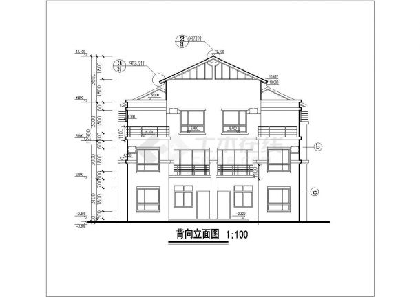 某小区三层钢混结构别墅建筑方案图-图二