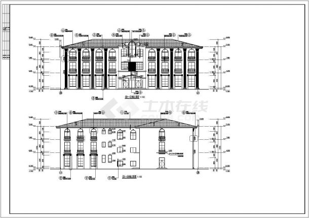 某地小区3层物业中心配套办公用房建筑设计图纸-图一