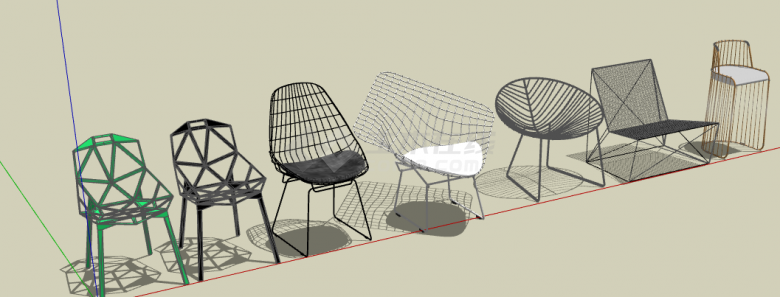 各种新世的现代时尚休闲椅组合su模型-图一