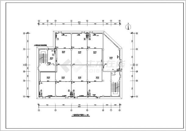 三层商业楼建筑给排水CAD平面布置参考图-图二