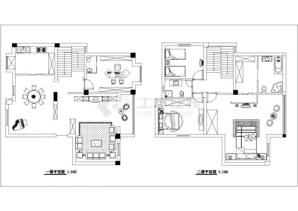 某地二层复式住宅室内装修设计施工图纸-图一