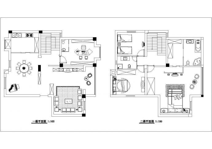 某地二层复式住宅室内装修设计施工图纸_图1