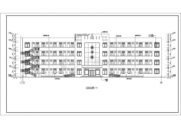 河南某县四层砖混结构小学教学楼建筑施工图