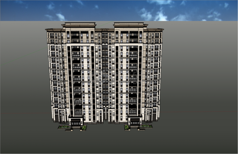 经典现代风格高层住宅su模型-图二