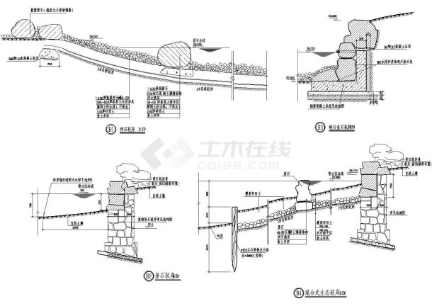 某地区典型景观堤防护坡实用设计图纸-图二