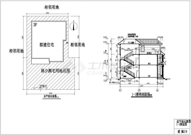 某地三层钢筋混凝土框架结构别墅施工图纸-图二