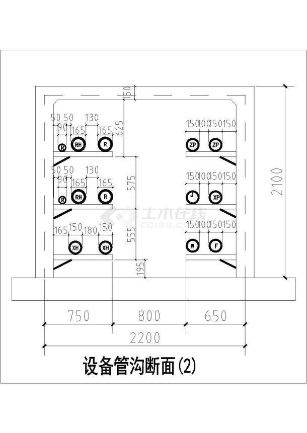 设备管沟及电力管沟断面大样图-图二