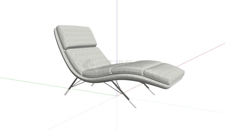 意大利块状坐垫现代躺椅su模型-图一