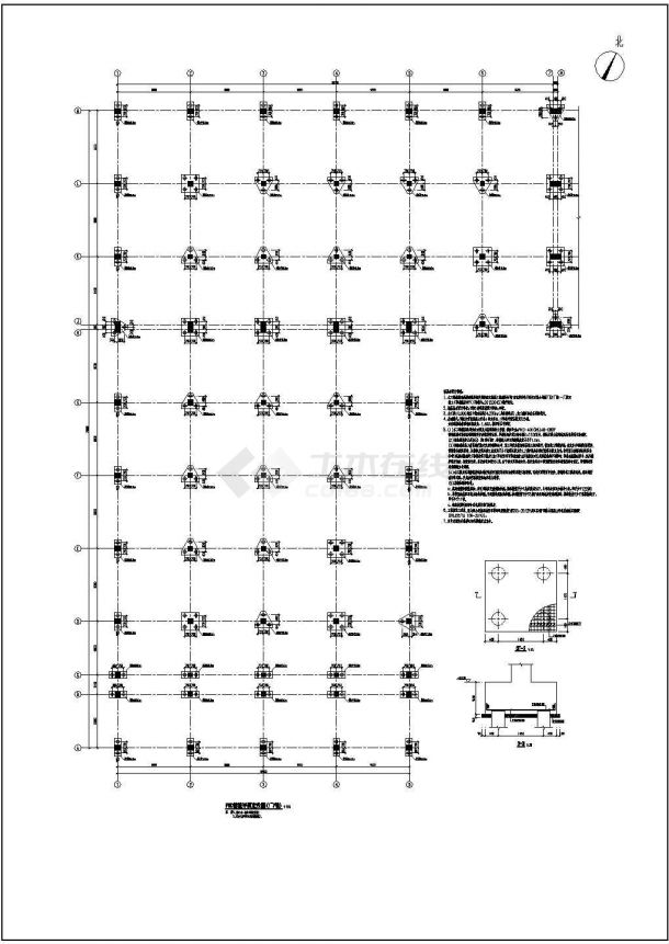 XX某地三层大型厂房框架结构施工图-图二