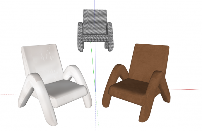 多颜色现代风格休闲椅组合su模型_图1