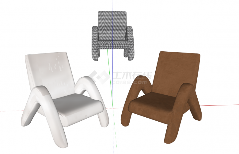 多颜色现代风格休闲椅组合su模型-图一