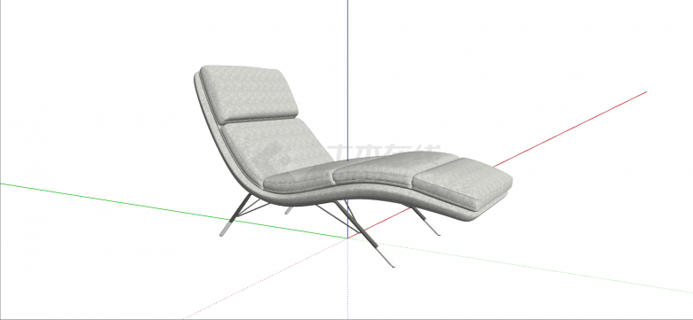 美式灰色多功能可调节懒人躺椅休闲椅su模型-图一
