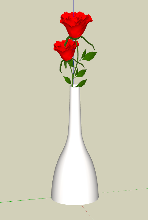 装有鲜红色漂亮花朵的银白色花瓶超市素材su模型-图一