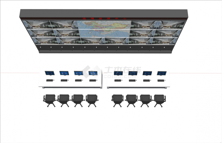 简约大型现代风格监控室su模型-图一