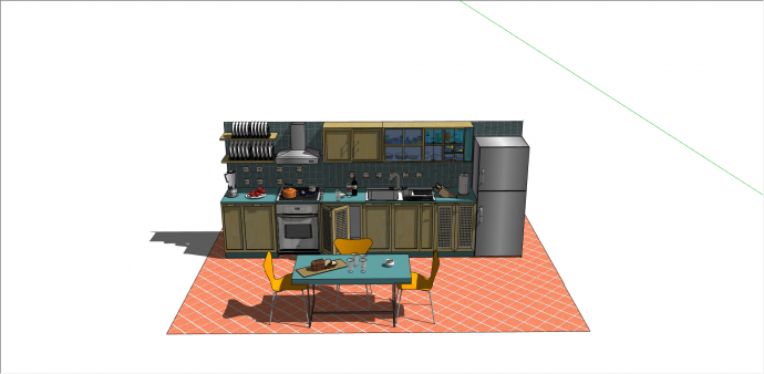 装满厨具的木制柜su模型_图1
