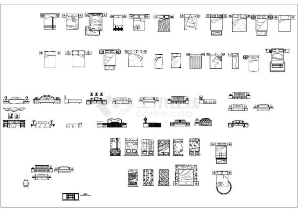 床，窗帘 CAD图块-图二