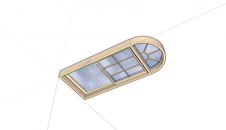 半圆方形多格组合窗su模型-图二