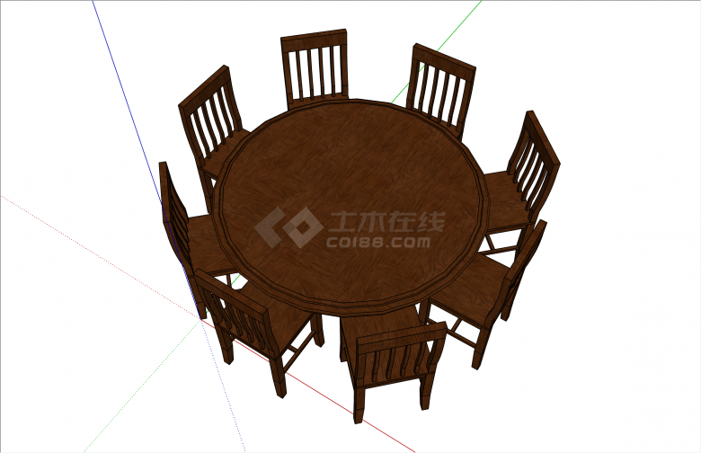 现代木制大圆桌及椅子集合su模型-图二