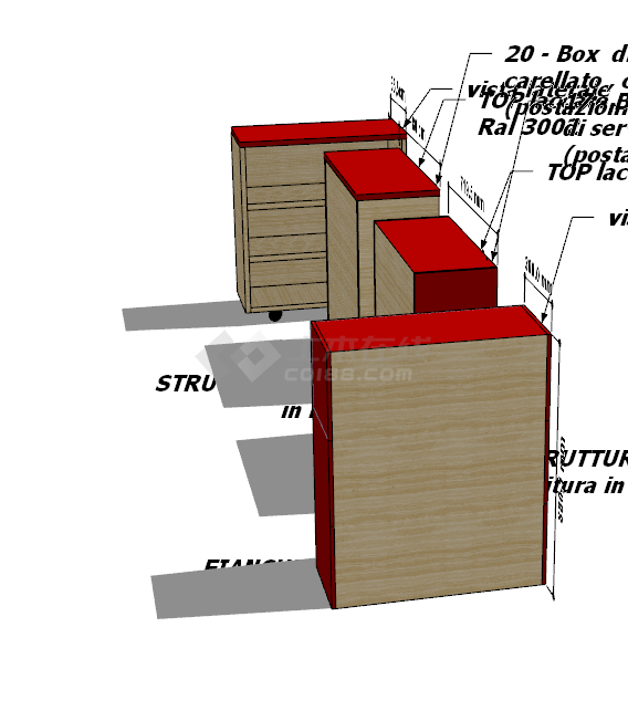 现代中式木制多抽屉柜子多种su模型-图二