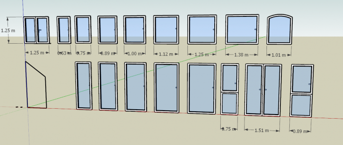 各种形状玻璃门窗su模型_图1