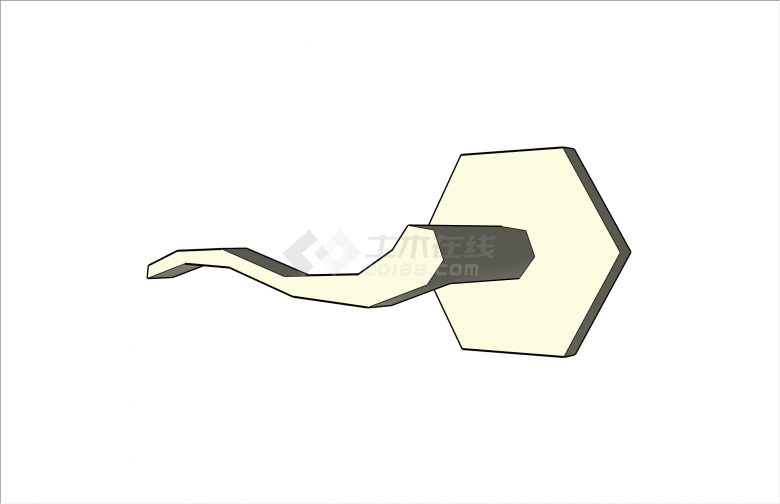 传统六角底座现代风格门把手su模型-图一