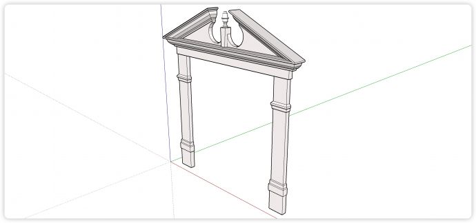 三角形门顶造型罗马柱子门框su模型_图1