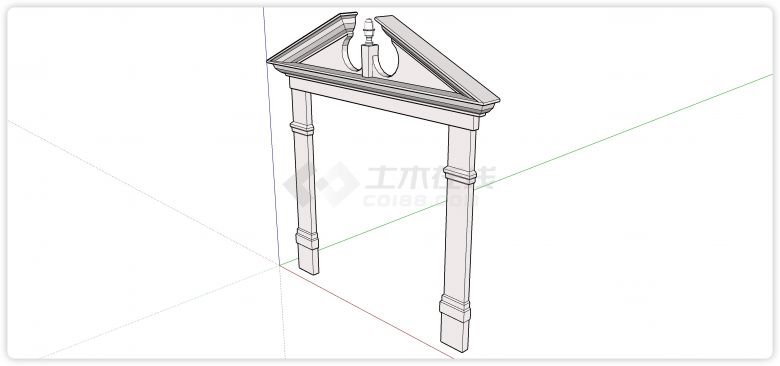 三角形门顶造型罗马柱子门框su模型-图一