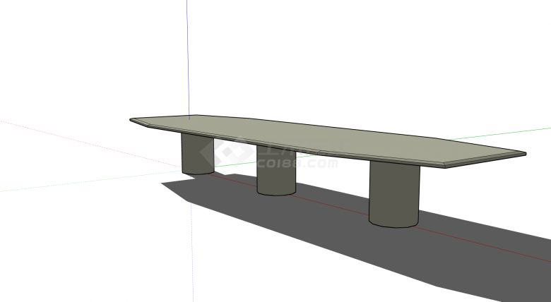 三个圆柱支撑滑板造型长凳su模型-图二