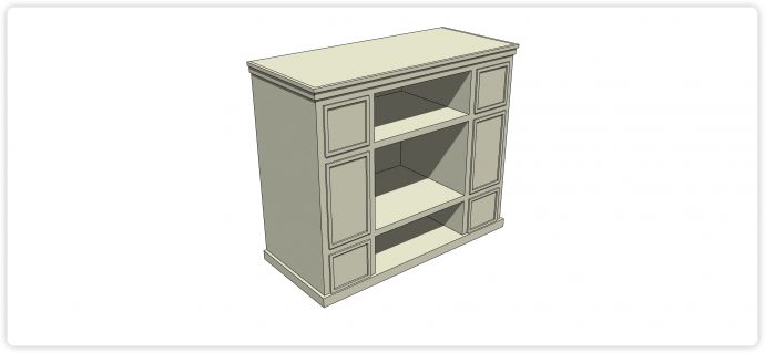 简约欧式三层开放格子柜其他家具su模型_图1