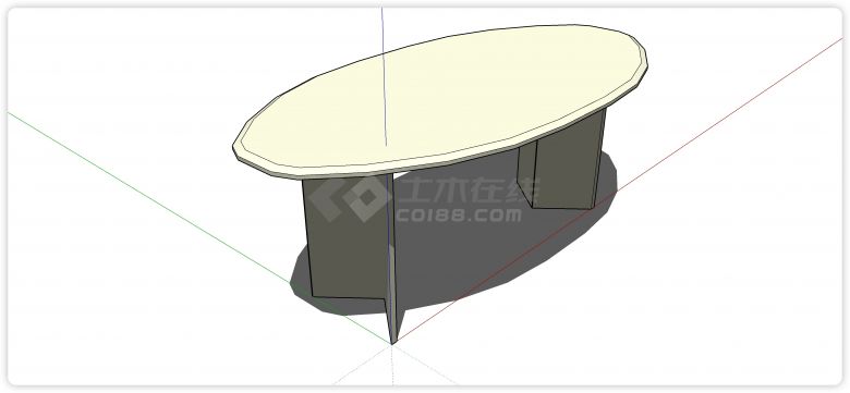 椭圆形桌面括号造型桌脚其他家具su模型-图一
