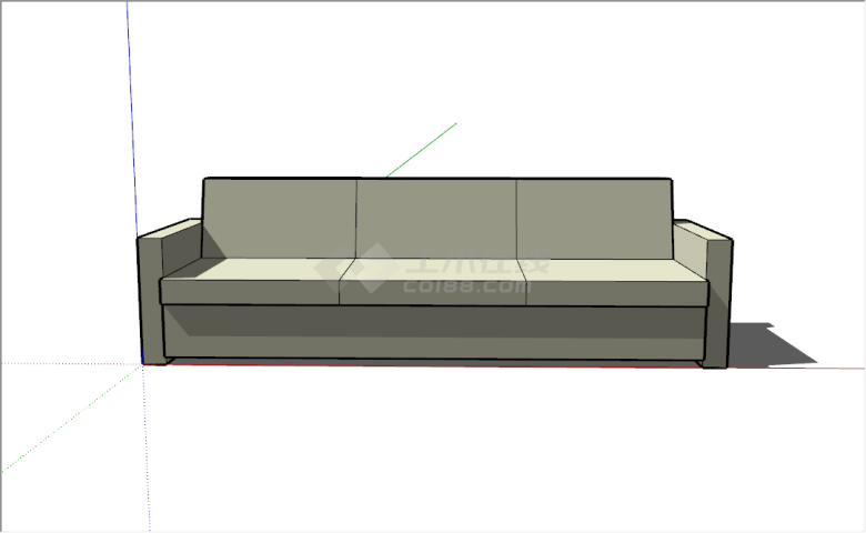 现代极简风格淡黄色三人沙发su模型-图二